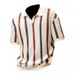 Men's Clothing Short Sleeved Sweater Men's Hollow Striped Contrast Color Slim Fit Business T Shirt_viptrois.com