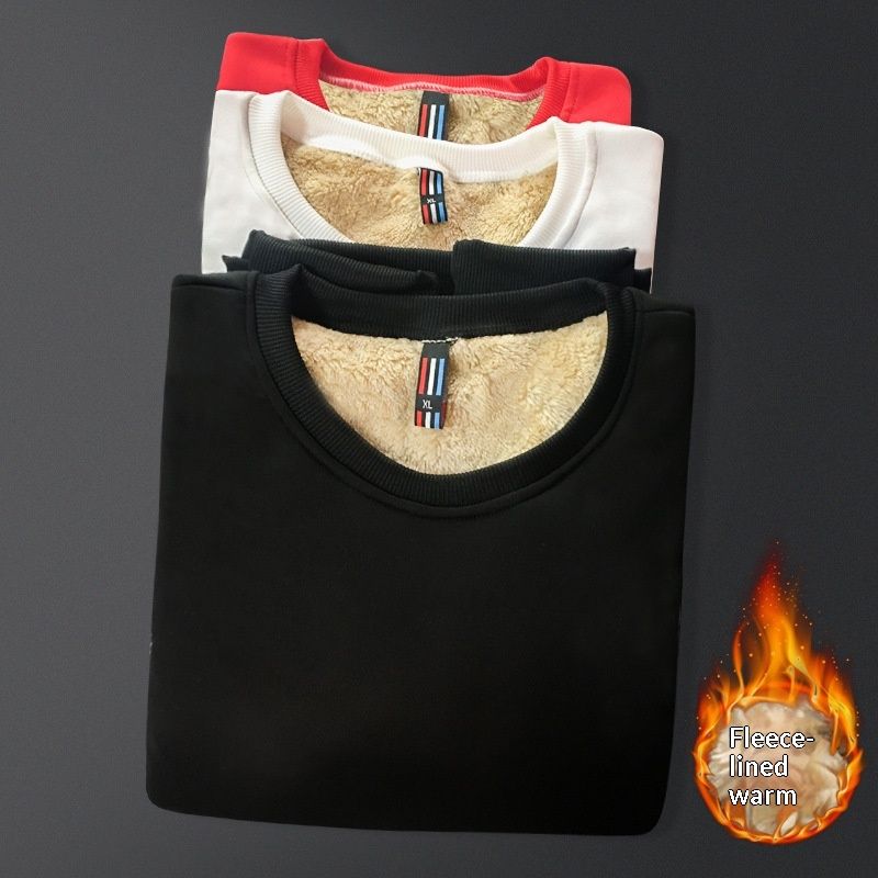 Pure New Lamb Wool Winter Fleece Men's Cross-Border Long Sleeve Sweatshirt Three-Piece Set Wholesale_viptrois.com