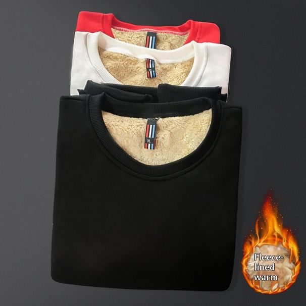 Pure New Lamb Wool Winter Fleece Men's Cross-Border Long Sleeve Sweatshirt Three-Piece Set Wholesale_viptrois.com