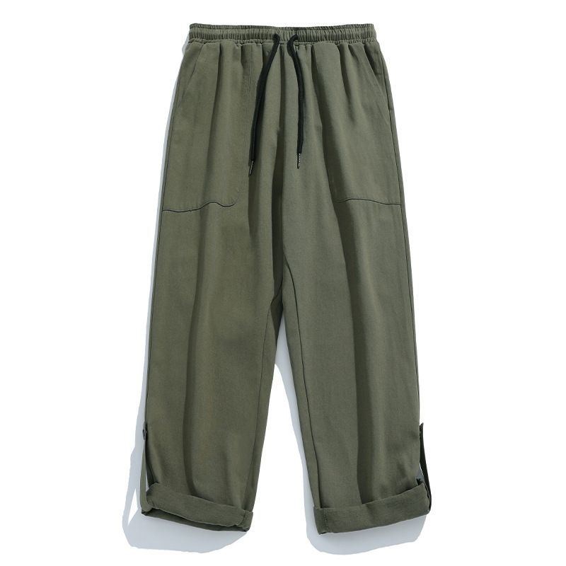Men's Clothing Adjustable Hem, Two Way Workwear Casual Pants For Men, 2025 Spring New Japanese Loose Trendy Drawstring Trousers_viptrois.com