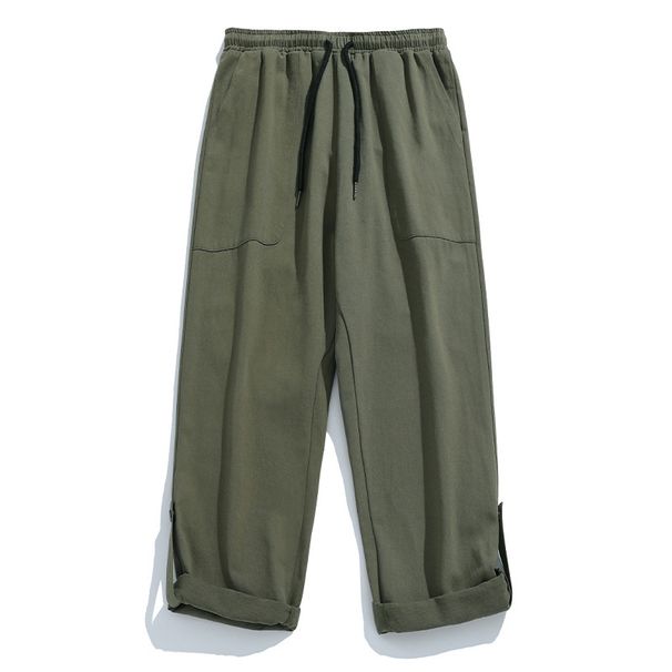 Men's Clothing Adjustable Hem, Two Way Workwear Casual Pants For Men, 2025 Spring New Japanese Loose Trendy Drawstring Trousers_viptrois.com