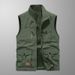 Men's Utility Vest – Lightweight Multi-Pocket Workwear | Outdoor Photography & Fishing | Khaki/Black/Army Green (M-5XL)_viptrois.com