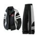 Men's Clothing Embroidered Patchwork Retro Color Block Hooded Jacket Set - Casual Streetwear With Vintage Style (Black, Navy Blue, L/XL/XXL/XXXL/M)_viptrois.com