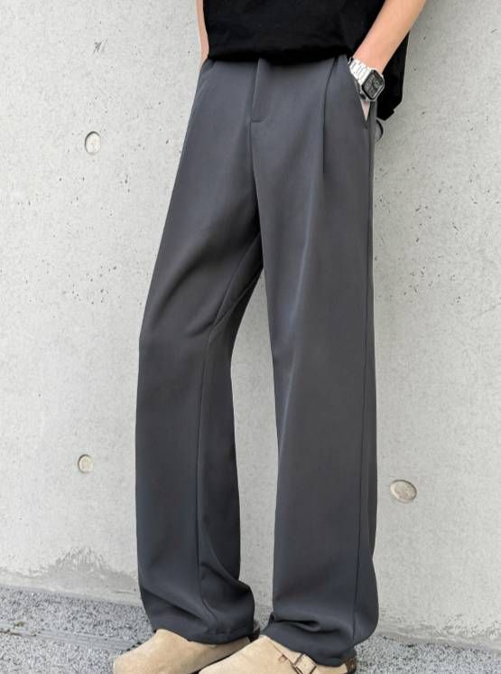 Men's Clothing Curved Blade Pants Men's Long Pants Breathable Skin Friendly Slimming Elastic Waist Plus Size Black Casual Pants_viptrois.com