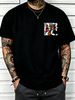 100% Cotton Men Oversized T-shirt Rainbow Gradient ABC Monogram With Stripes Print Crew Neck Short Sleeve Streetwear Tee_viptrois.com
