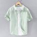 Men's Clothing Simple And Versatile Casual Linen Short Sleeved Shirt Bulk 9012_viptrois.com