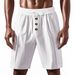 Men's Clothing Hot Selling Men's Loose American Linen Beach Casual Washed Button Five Point Sports Shorts_viptrois.com