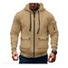 Autumn And Winter Men's Hooded Pocket Zipper Casual Plus Velvet Sweater Solid Color Jacket_viptrois.com