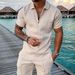 Men's Clothing Menswear New Independent Station Supply Casual Contrast Color Polo Zip Lapel Shirt Short Sleeve Set_viptrois.com