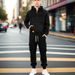Men's Retro Zip-Up Hoodie & Jogger Set - Fleece-Lined Polyester With Multi-Pocket Design For Streetwear & Gym( M-XXXXL)_viptrois.com