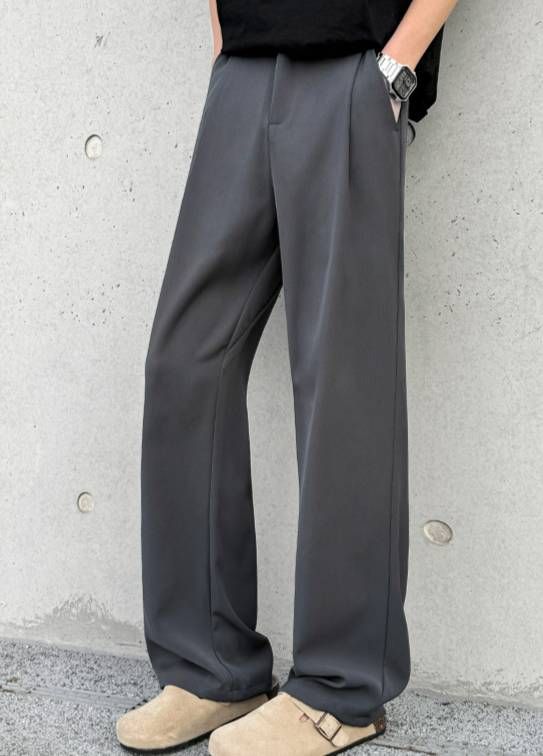 Men's Clothing Men's Casual Flared Trousers, Stylish Drape, New Spring And Autumn Style, Versatile Straight Leg Suit Trousers._viptrois.com