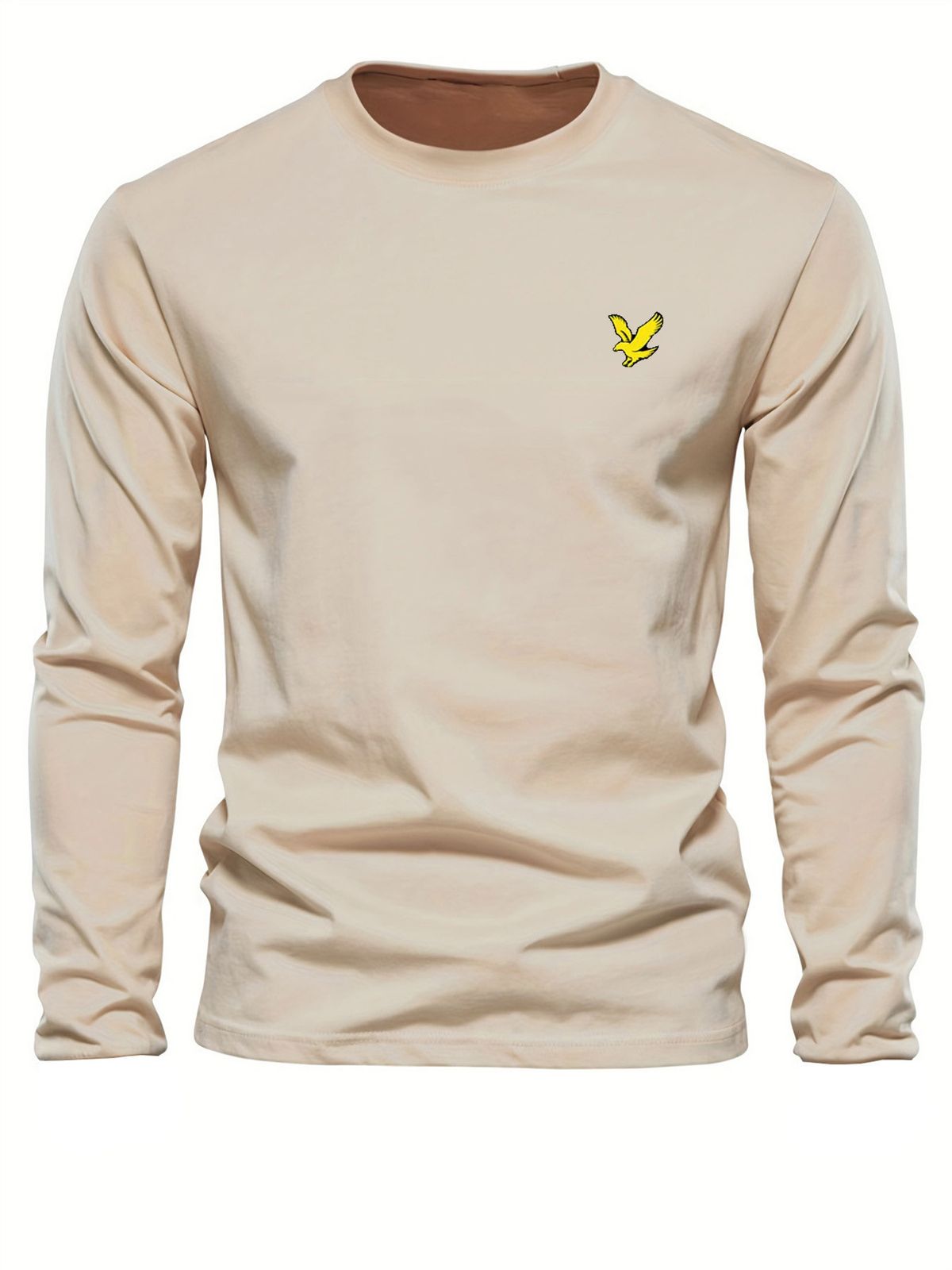 Men's Spring And Autumn Cotton Loose And Comfortable Versatile Eagle Pattern Printed Round Neck Long Sleeve T-shirt Top_viptrois.com