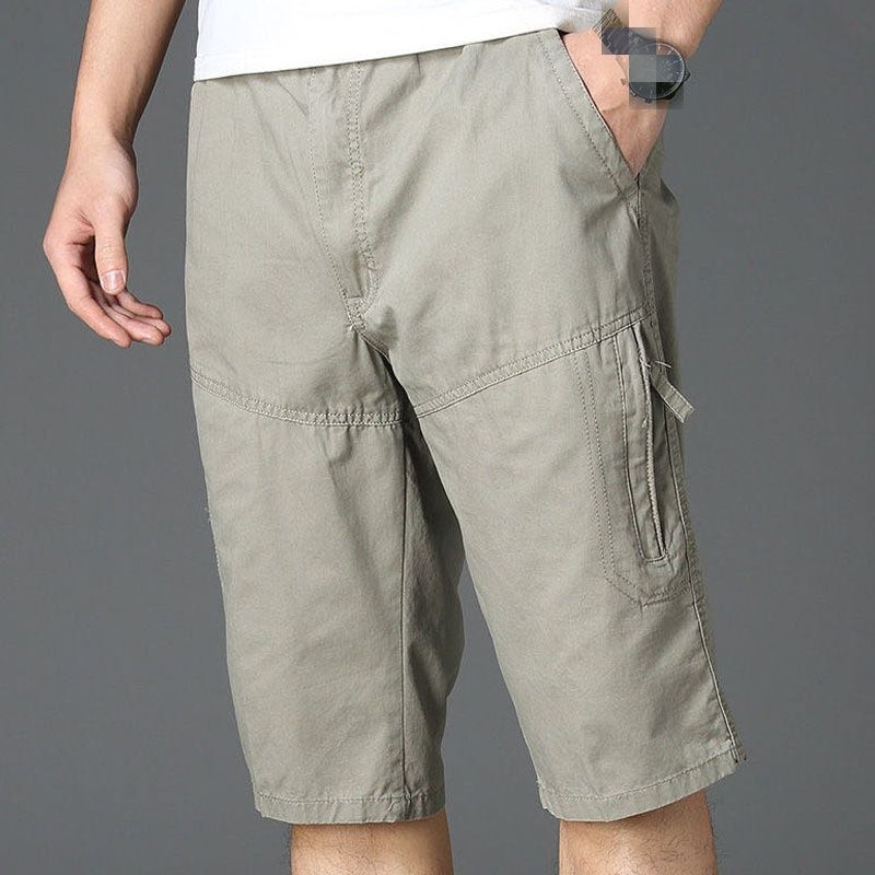 Men's Casual Work Pants In Loose Large Size, Worn Over Other Clothes For Summer, Cotton Casual Pants For Men, Short Pants For Men_viptrois.com