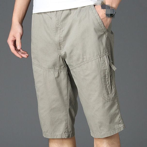 Men's Casual Work Pants In Loose Large Size, Worn Over Other Clothes For Summer, Cotton Casual Pants For Men, Short Pants For Men_viptrois.com