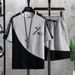Men's Clothing Waffle Casual Suit Men's Summer Youth Large Size Men's Sports Short Sleeved Shorts Set 1/2 Piece_viptrois.com