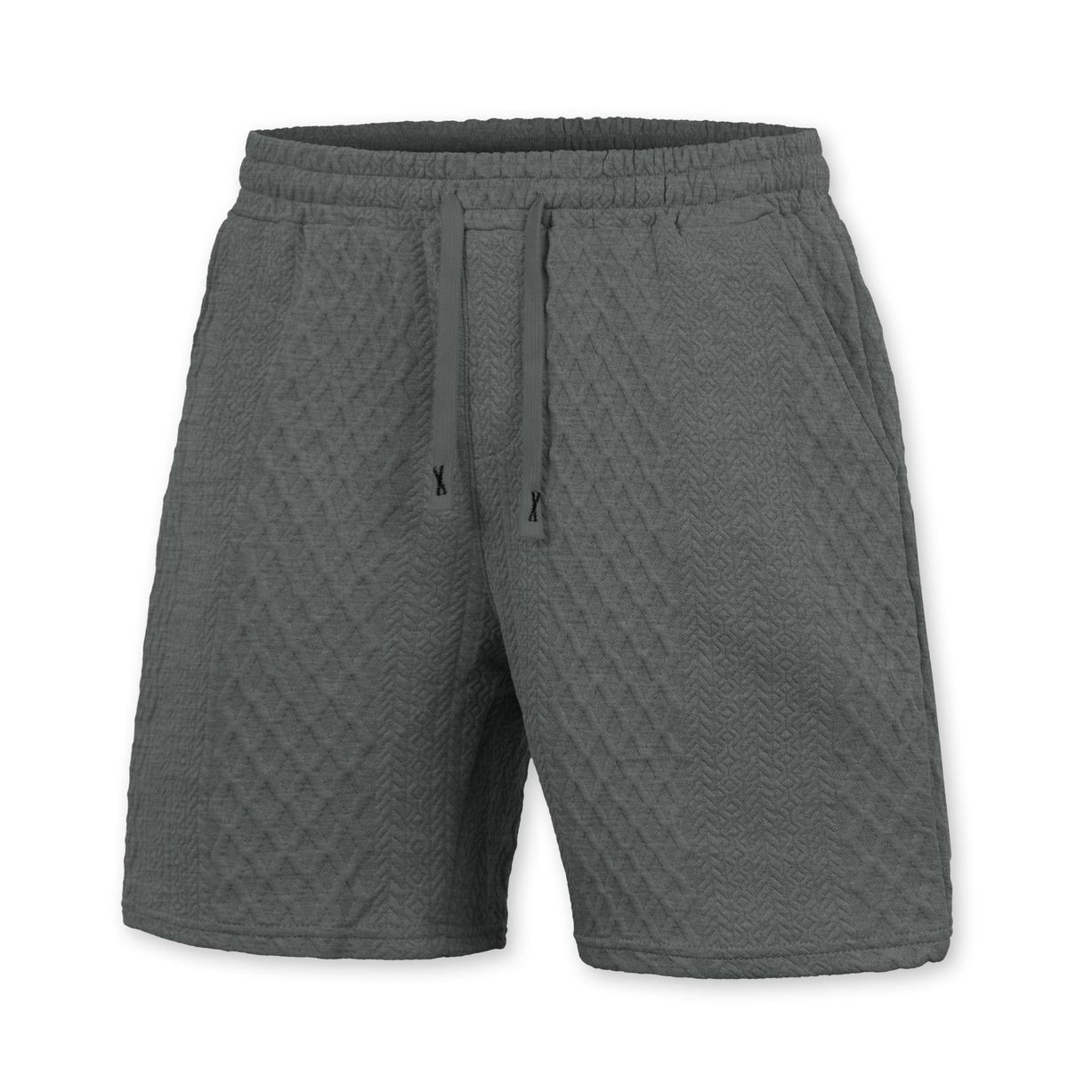 Men's Clothing Summer Men's Casual Solid Color Jacquard Shorts With Drawstring For Formal & Casual Loose Fit Mid Length_viptrois.com