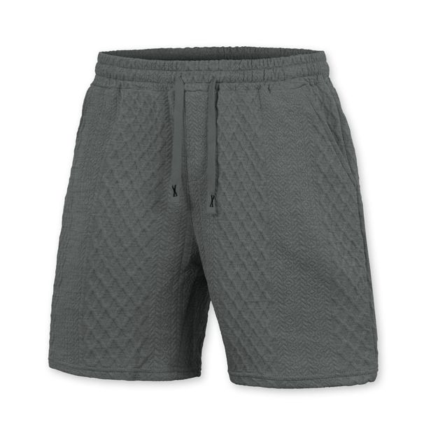 Men's Clothing Summer Men's Casual Solid Color Jacquard Shorts With Drawstring For Formal & Casual Loose Fit Mid Length_viptrois.com