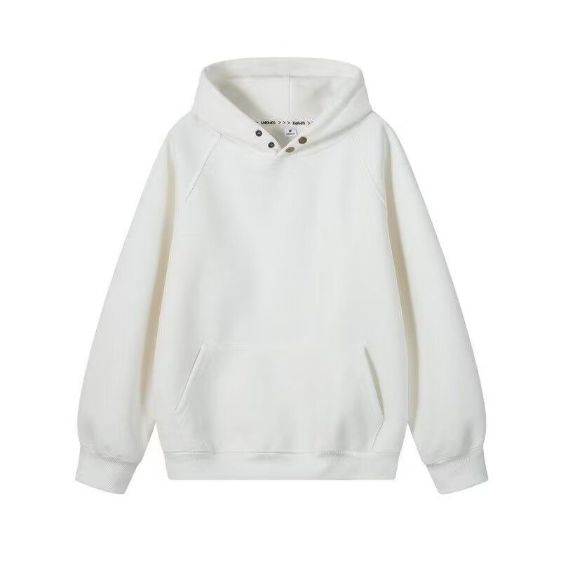 Solid Color Button Design Hoodie, Trendy And Fashionable Design, Versatile And Loose Casual Top_viptrois.com