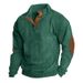 Men's Casual Long Sleeve Sweatshirt European Size Stand Collar Ribbed Corduroy Fleece Lined Solid Color Spring Autumn Hot Selling_viptrois.com