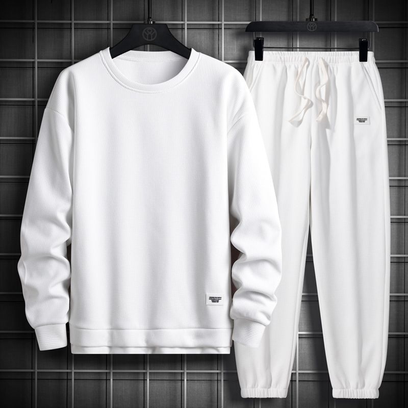 "Men's Trendy Waffle-Knit Sweatsuit Set Relaxed Fit (15 Color Combos) – 100% Polyester M-3XL"_viptrois.com