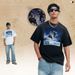 American-syle High Disressed Spray-pained Gradien Niche Shor-sleeve Men's Summer Rendy Sree Design_viptrois.com