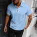 Men's Classic -Style Polo Shirt – Breathable Jacquard Knit, Short-Sleeve Business Casual Top (S-XXXL, Poly-Cotton Blend, Solid Colors, Split Hem)_viptrois.com