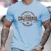 Lässiges, Bequemes Sport-T-Shirt Für Herren Mit California West Coast Herrenmode-Print, Rundhals-Kurzarm-T-Shirt_viptrois.com