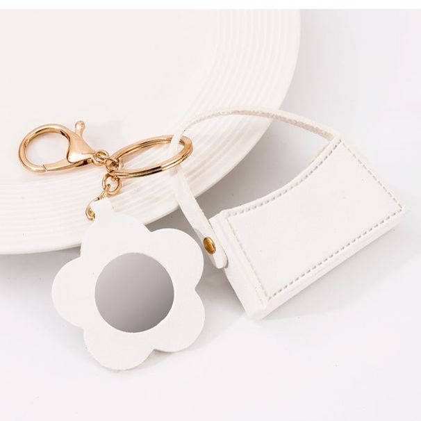 Bag Charms Change Lipstick Bag Creative Mirror Keychain Small Pendant PU Leather Car Bag Pendant Accessories Spot_viptrois.com