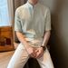 Summer Stand Collar Striped Short Sleeved Shirt For Men 25 Years New Style Light Mature Style Light And Simple Seersucker Mid Sleeve Shirt Trend_viptrois.com