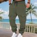 Men's Heavyweight Fleece-Lined Cargo Joggers – Winter Relaxed Fit Drawstring Pants With Multiple Pockets (100% Polyester)_viptrois.com