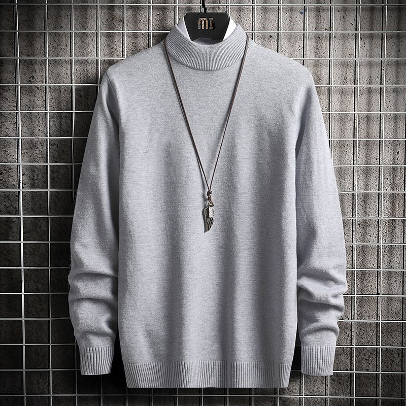 Men's Half-High Collar Sweater – Autumn/Winter Knit Pullover (White, Black, Burgundy, Sizes M-3XL)_viptrois.com