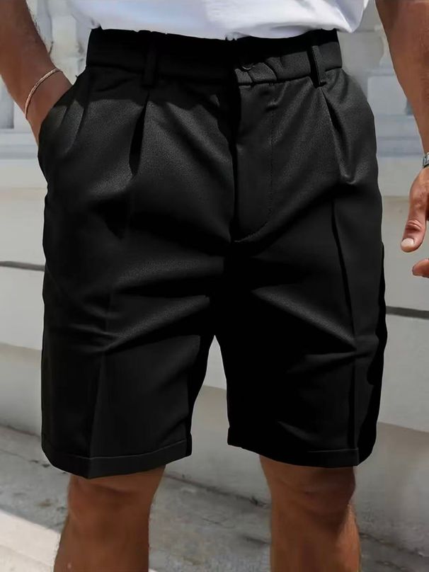 Men's Solid Color Casual Five Point Pants Business Golf Sports Shorts Men's Slim Fit Straight Leg Summer_viptrois.com