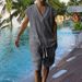 Men's Clothing New Casual Jacquard Knitted Summer Loose Sleeveless T-shirt Shorts Suit Men_viptrois.com
