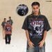 American-style Distressed Washed Pure Cotton Loose Casual Angel Plaster Print Men's Short-sleeve T-shirt_viptrois.com