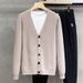 Korean Style V-Neck Knit Cardigan – Lightweight Spring/Autumn Open-Front Sweater For Men (Black, Green, Apricot, Gray) | Trendy Layering Piece_viptrois.com
