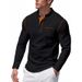 Men's Long Sleeve Henley T-Shirt – Premium Polyester Blend, Slim Fit, Solid & Two-Tone Colors For Casual & Business Casual (S-Xxxl, 6 Colors)_viptrois.com