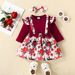 Babies' clothes baby pit strip long-sleeved triangle romper jumpsuit bow strap skirt plant flower suit skirt_viptrois.com