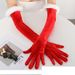 Christmas Red velvet gloves Christmas Annual party Long birthday party dinner Cosplay costume performance accessories_viptrois.com