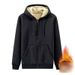 "Men's Fleece-Lined Hooded Cardigan – Plush Velvet Texture, Oversized Fit (Black, M-5XL)"_viptrois.com