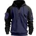 2025 Fashion Hoodies Outerwear Men's 100% Polyester Splicing Half Zipper Long Sleeve Straight Type Hooded Sweatshirts_viptrois.com