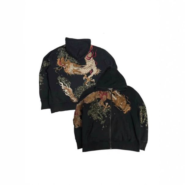 Men's Clothing European And American Fashion National Tide New Cardigan Sweatshirt Women's Fashion Print Casual Zipper Street Hoodie_viptrois.com