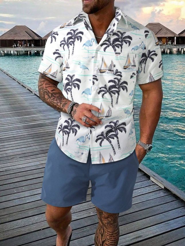 Men's Clothing Leisure Vacation Tropical Print Men's Shirt_viptrois.com