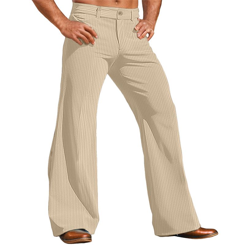 Men's Flared Wide Leg Corduroy Pants Outdoor Casual Fashion Plus Size Solid Color_viptrois.com