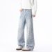 Colorful Plaid Straight Leg Jeans For Men, Autumn Style, Versatile, Trendy, Unique Design, Retro Vibe_viptrois.com