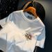 White Printed T-shirt Men's Summer Thin High-end Short-sleeved Top High-density Worsted Comfortable And Breathable Clothes_viptrois.com