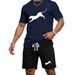Men's Leopard Print 2-Piece Set Crew Neck Short Sleeved Shirt And Shorts Casual Fashion New_viptrois.com