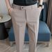 Men's Slim-Fit Chino Pants, Lightweight, Dusty Blue, Business Casual, Straight-Leg, Polyester Blend, Wrinkle-Resistant, Summer Office Wear_viptrois.com