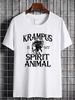 Mens Krampus Is My Spirit Animal T Shirt Funny Xmas Saint Nicholas Folklore Tee Comfortable Versatile Unisex Slightly Top For Everyday Wear_viptrois.com
