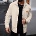 Men's Casual Long Sleeve Shirt With Waffle Texture, Button-Down Collar & Utility Pockets – Relaxed Fit For Autumn_viptrois.com