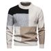 2026 High Quality Fashion Knitwear Pullovers Men Polyester Round Collar Color Mixing Long Sleeve Casual Slim Sweater_viptrois.com